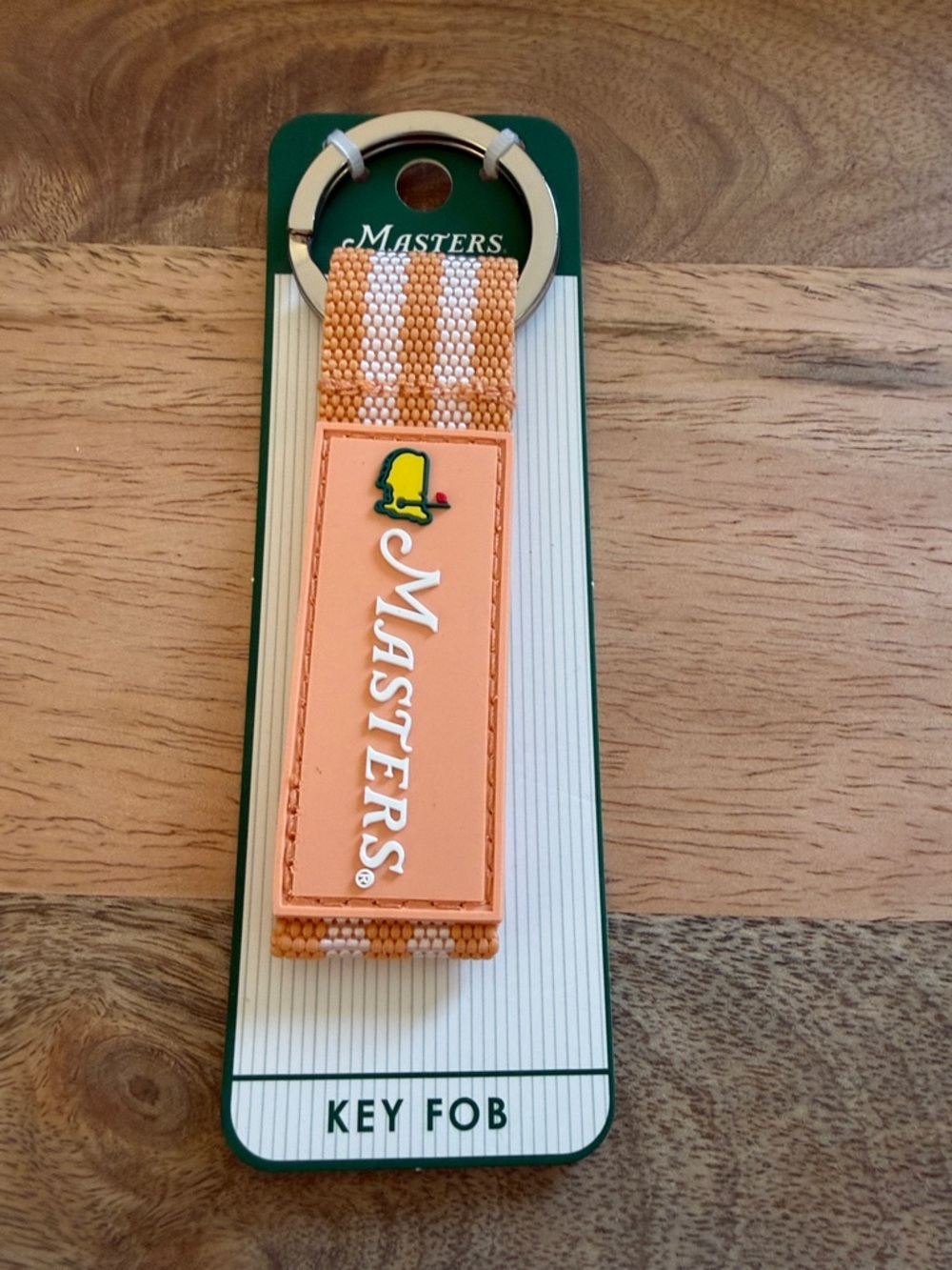 Masters Peach-Orange and White Beaded Key Fob-all orders mail in 24 hrs!